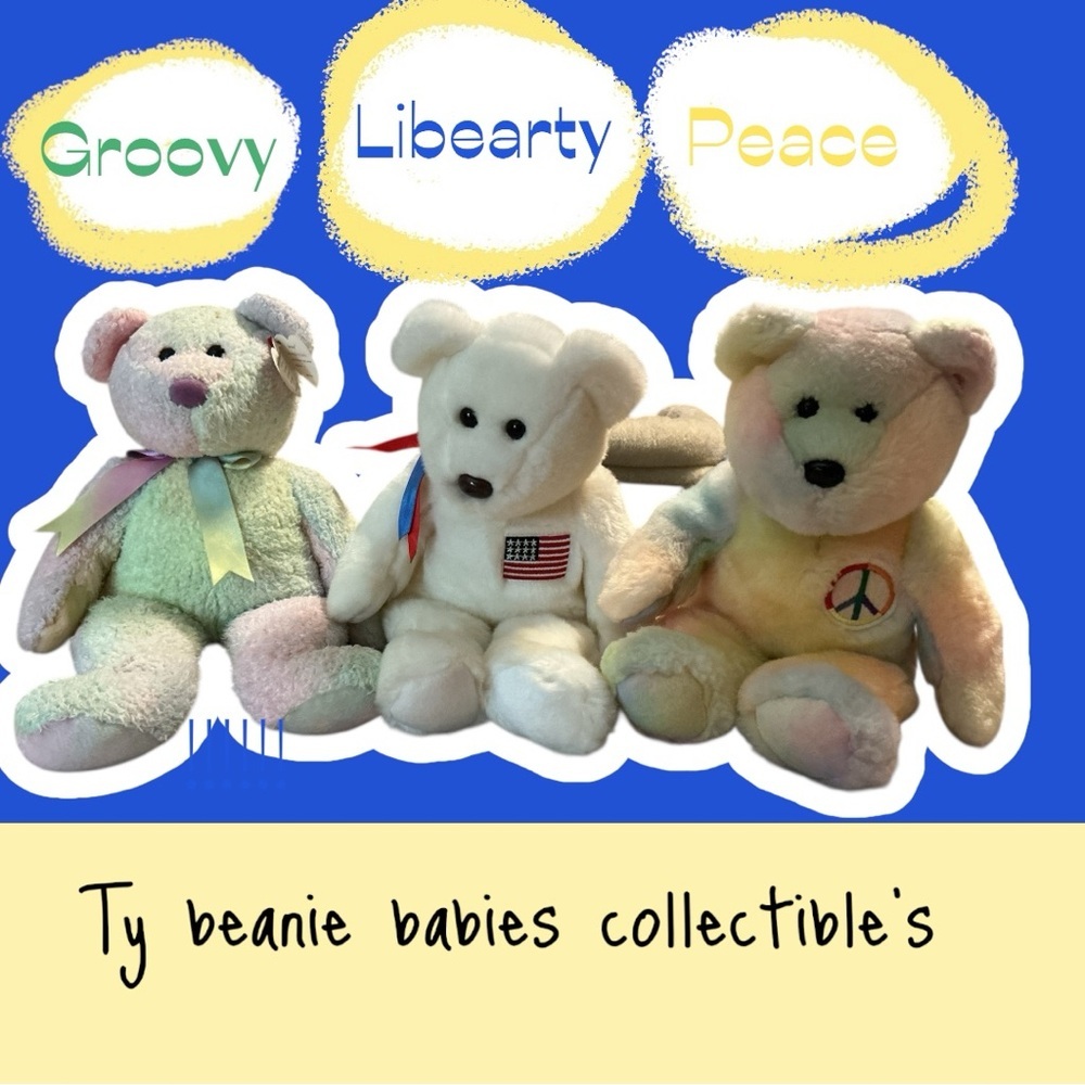 ‼️VTG-Ty Beanie Babies Bears - Pastel and White